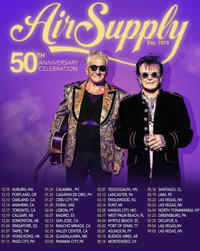 Air Supply live tour poster 2026 & 2027